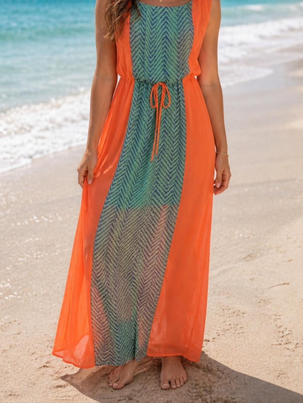 Summertime City Triangles Strapless Maxi Dress